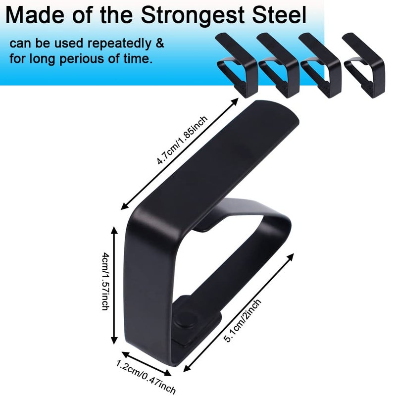 Jaxbo 4 Pieces Tablecloth Clips, Tablecloth Holders, Stainless Steel Table Cover Clamps, Suitable for Parties, Picnics, Restaurants & Weddings (Black) - Image 2